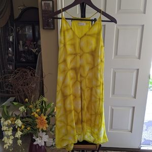 Calvin Klein Yellow Tie-Dye Racerback Dress